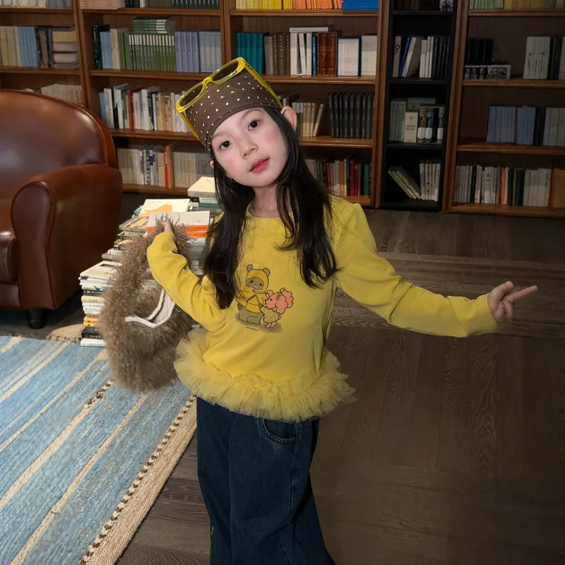 【KID】くまフレンズイラスト入り長袖Tシャツ