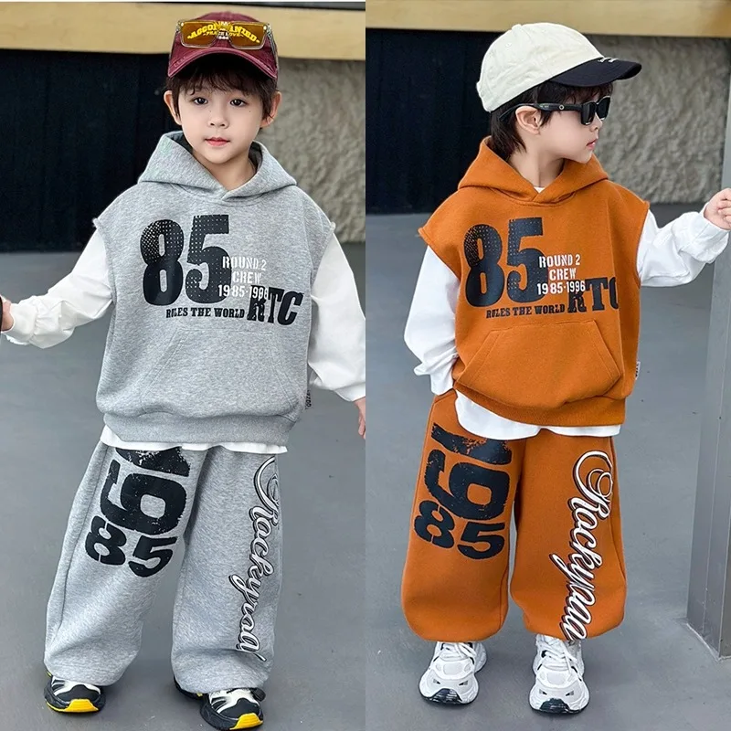 【セット】フードベスト長袖Tシャツパンツ3点セット