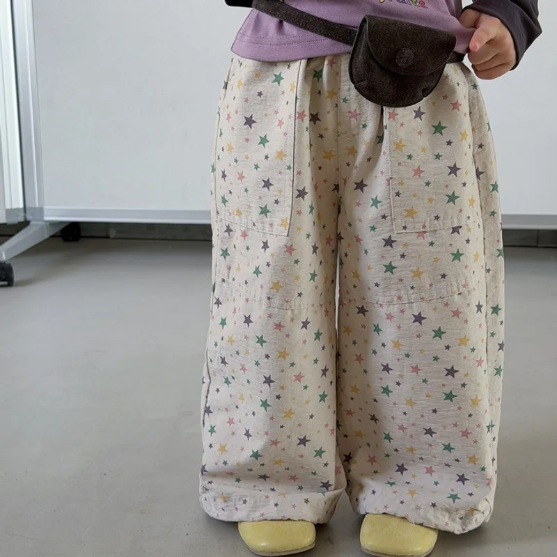 レインボースター柄ワイドロングパンツ