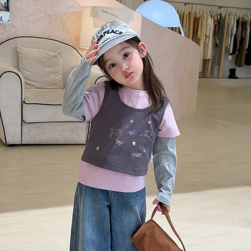 【KID】パープルレイヤード長袖Tシャツ