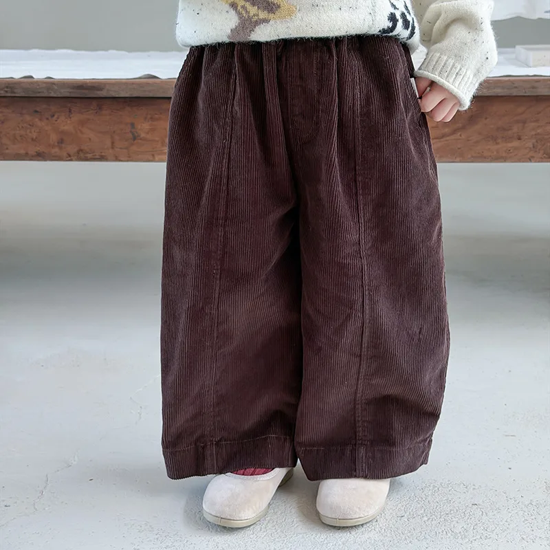【KID】ココアブラウンコーデュロイワイドパンツ