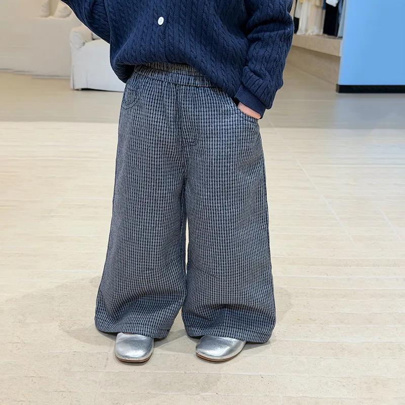 【KID】チェック柄キッズワイドパンツ