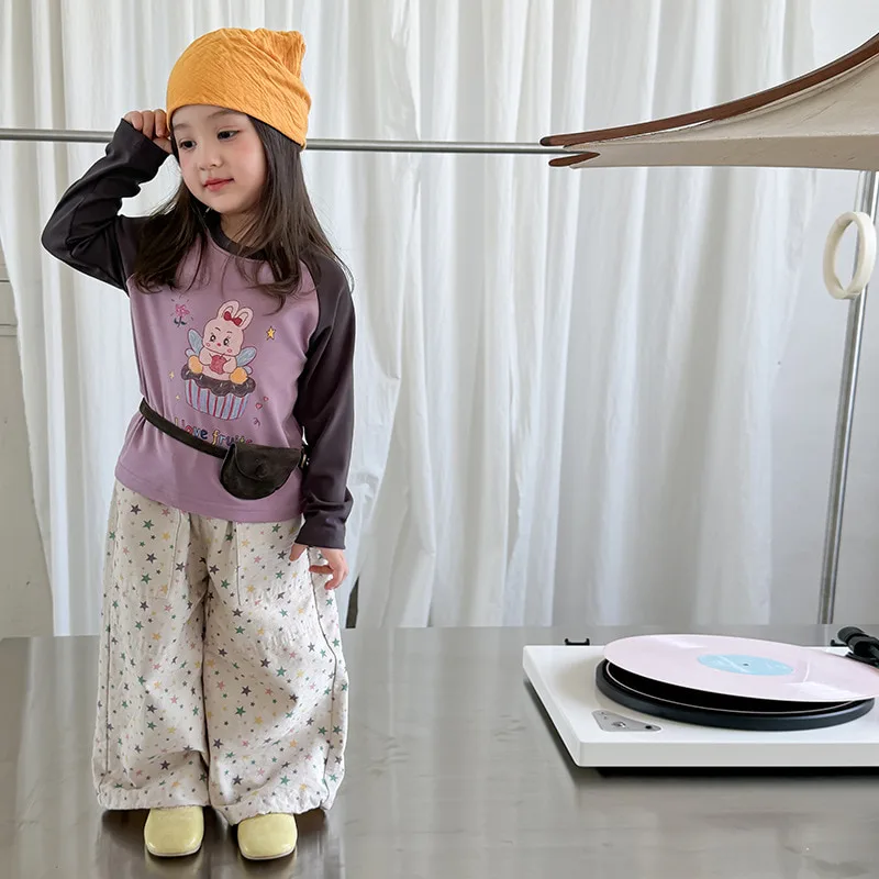 【KID】パープルうさぎカップケーキ長袖Tシャツ