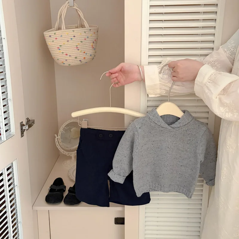 【BABY】セサミスティック柄長袖ニットトップス