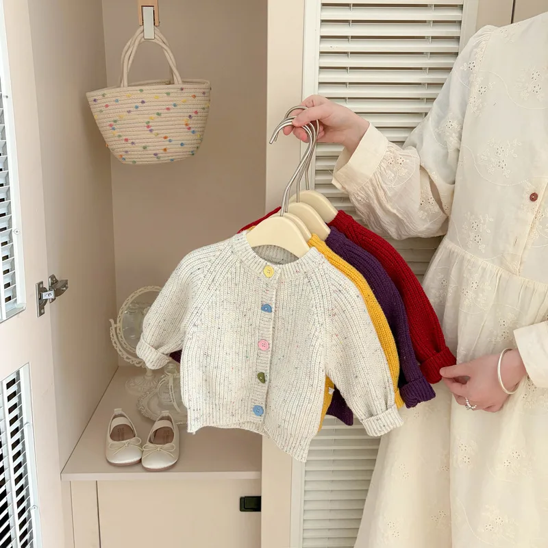 【BABY】カラフルドット柄ニットカーディガン