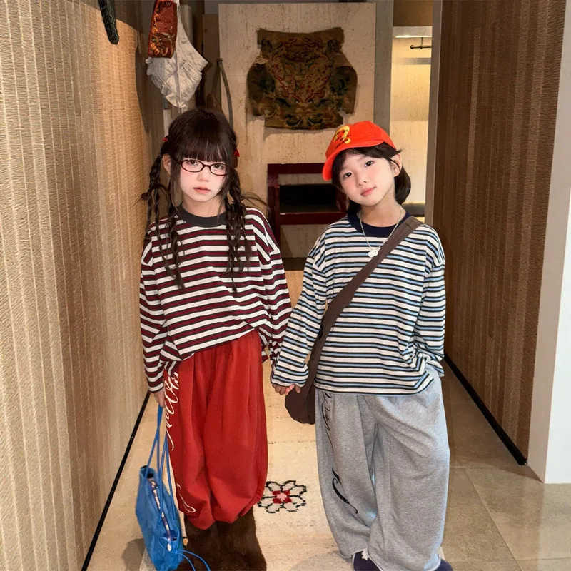 【KID】ストライプ長袖クルーネックTシャツ