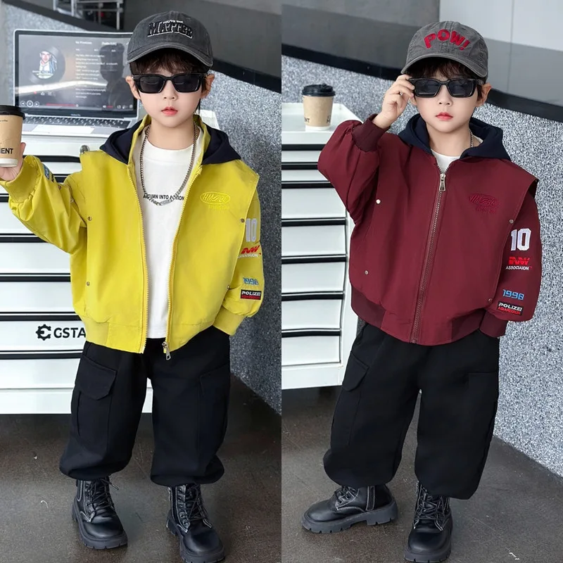【KID】抽象デザインスタンドカラー長袖ジャケット