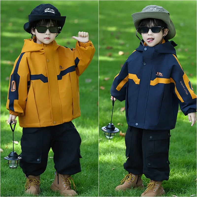 【KID】カラーブロックフードウインドブレーカー