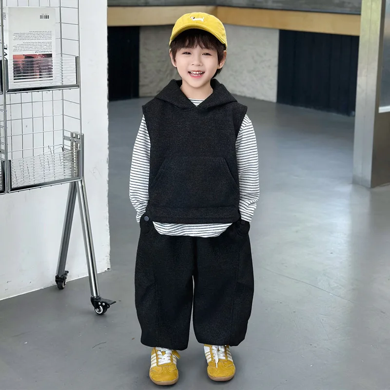 【セット】ココアストライプTシャツベストパンツ3点セット