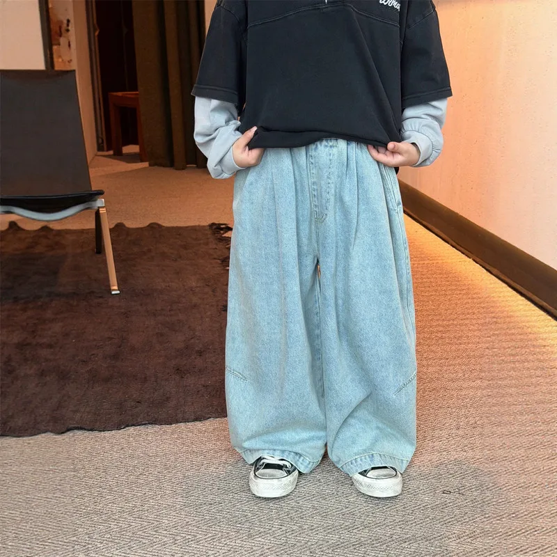 【KID】ゆったりライトデニムワイドパンツ