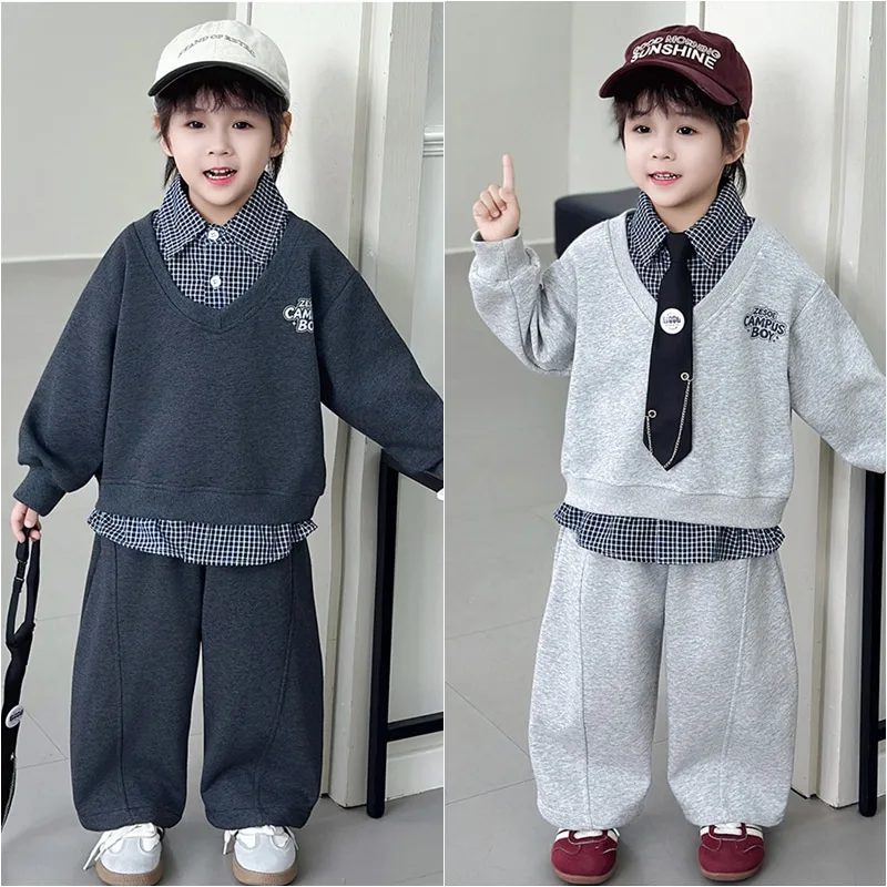 【セット】キャンパスボーイチェックレイヤード上下セット