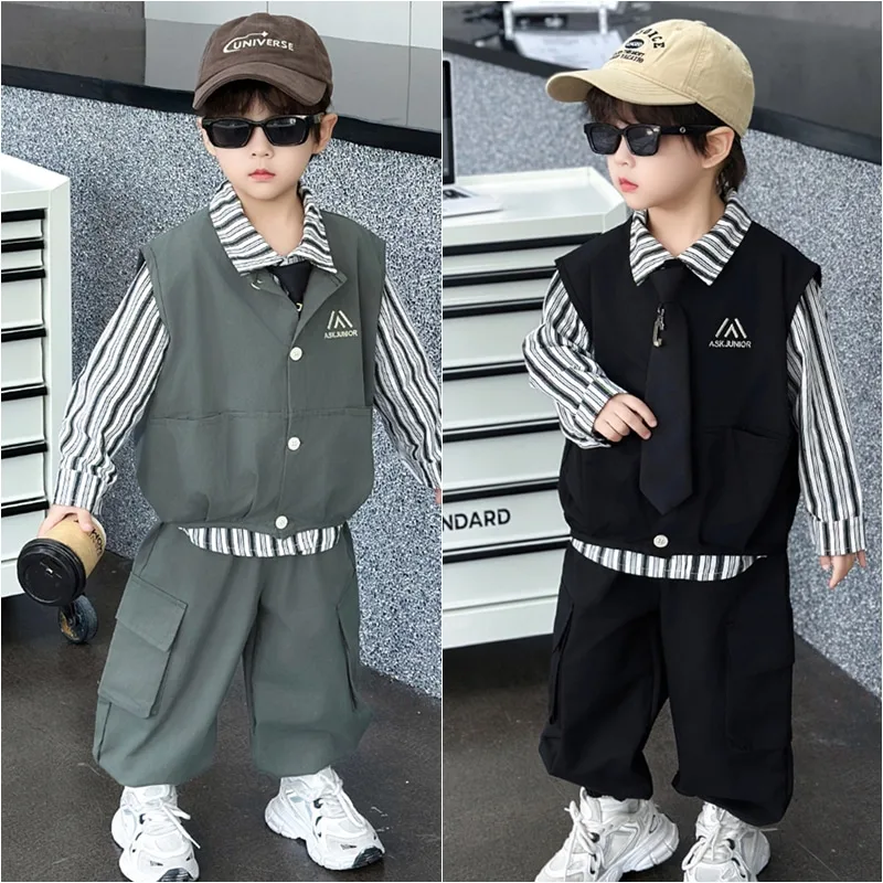 【セット】ストライプシャツベストパンツ3点セット