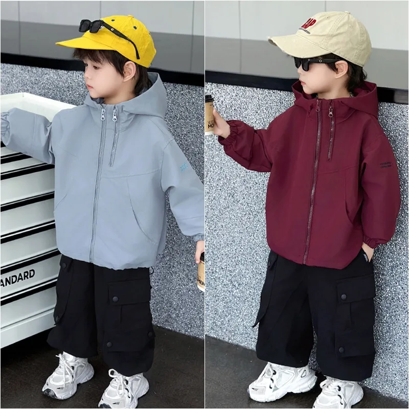 【KID】抽象デザインフード付きジップジャケット