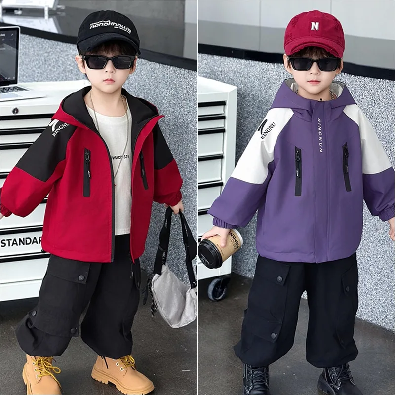 【KID】配色切替デザインフードジャケット
