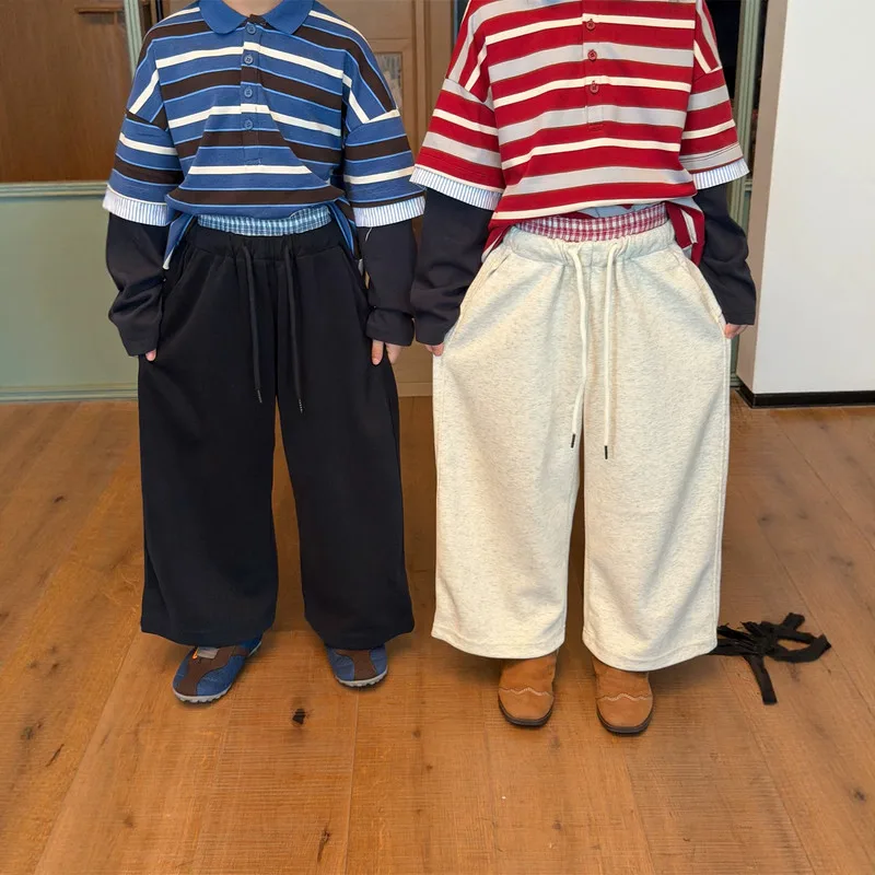 【KID】チェック切替ダブルウエストワイドパンツ