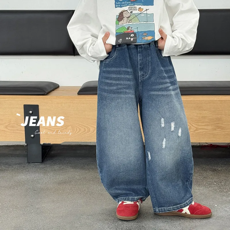 【KID】キッズダメージ加工ワイドデニムパンツ