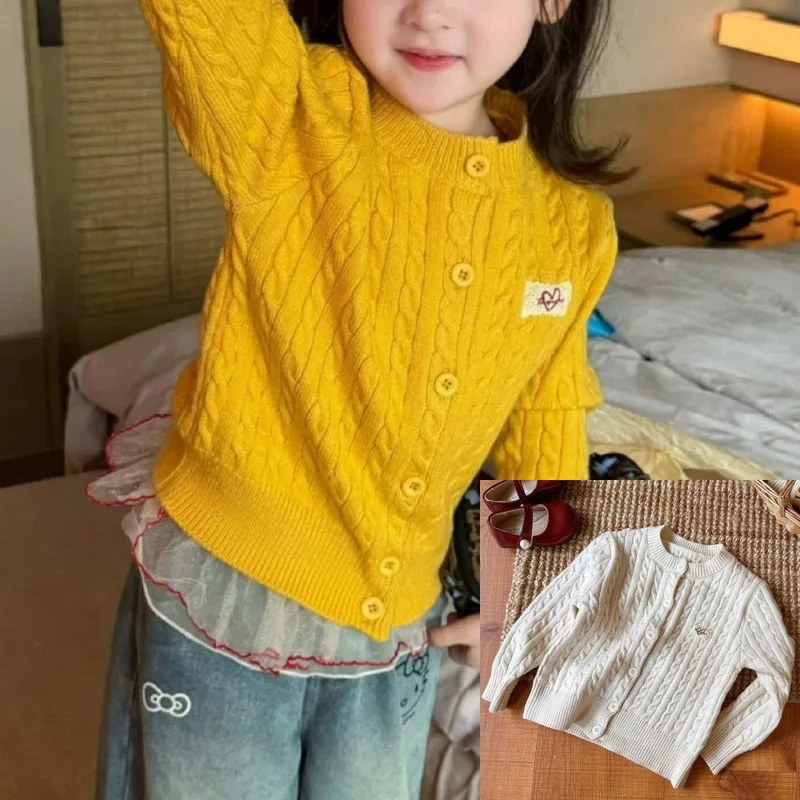【KID】キッズケーブル編みボタンカーディガン