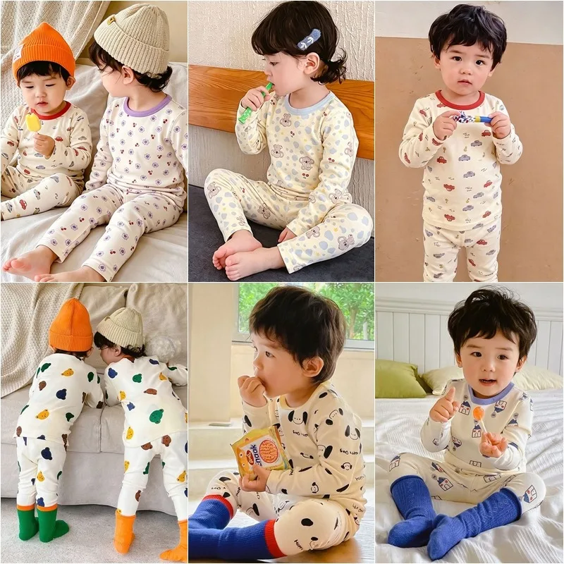 【セット】クリームボール柄キッズルームウェアセット