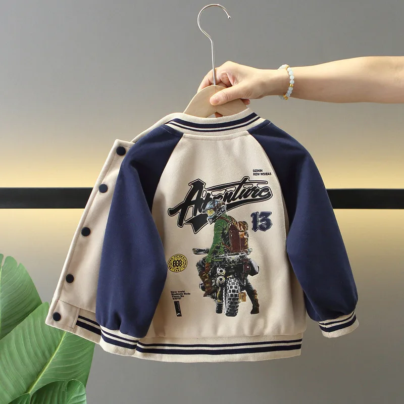 【KID】英字グラフィック配色キッズスタジャン