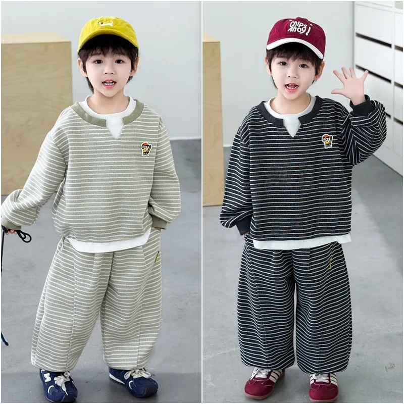 【セット】ストライプ長袖トップスパンツセット