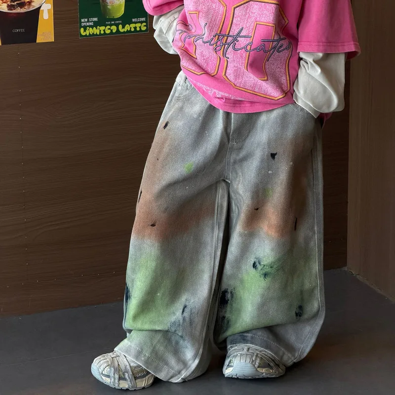 【KID】キャンディカラー加工デニムワイドパンツ