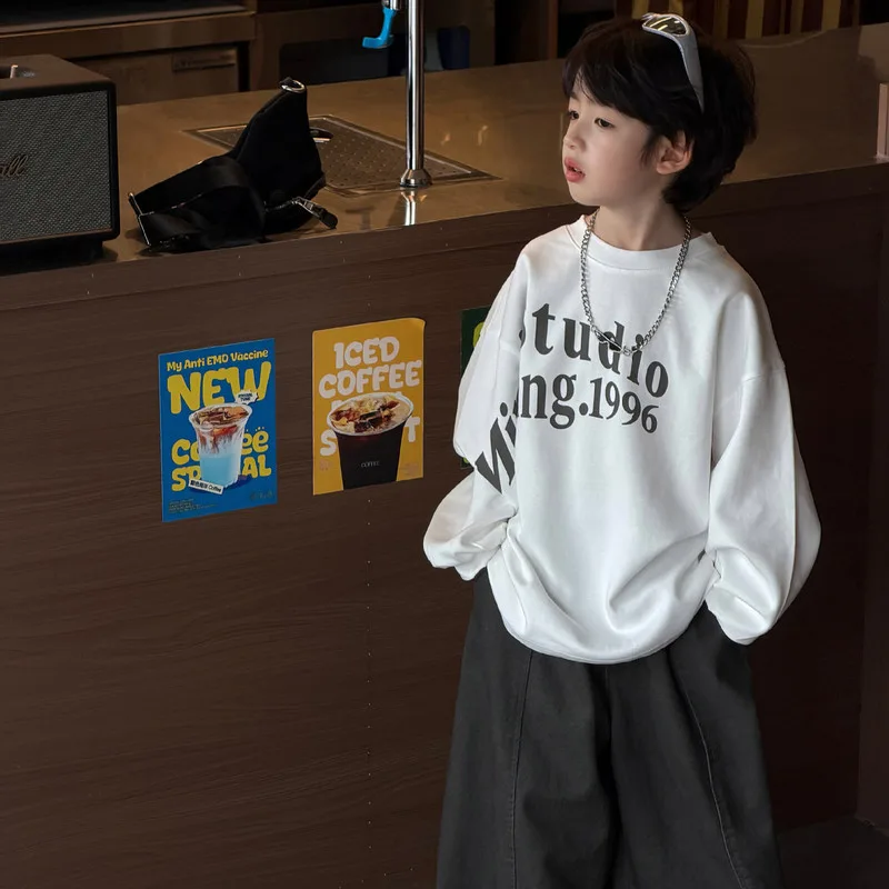 【KID】英字グラフィックプリント長袖Tシャツ