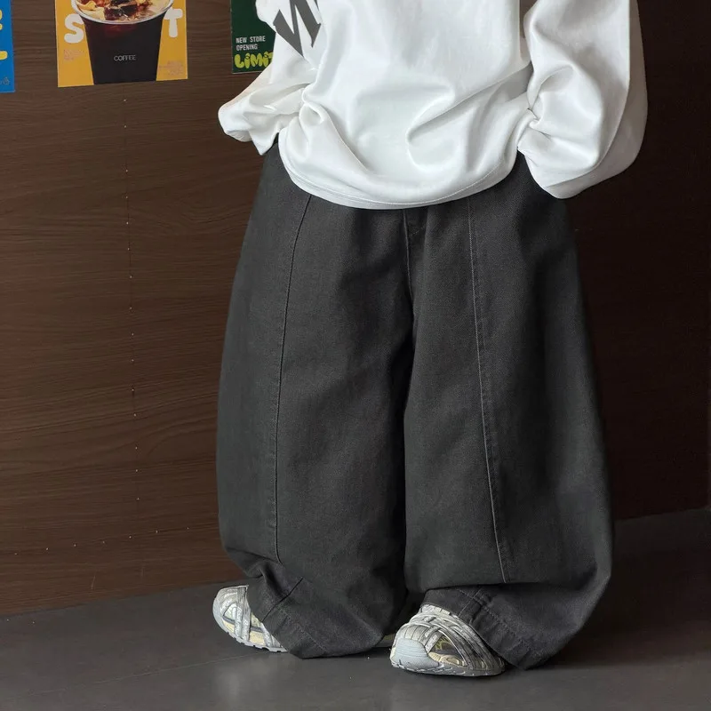 【KID】グレーステッチワイドロングパンツ