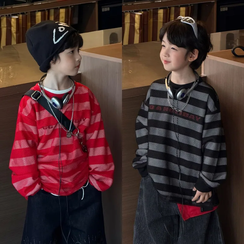 【KID】チェーンモチーフストライプ長袖Tシャツ