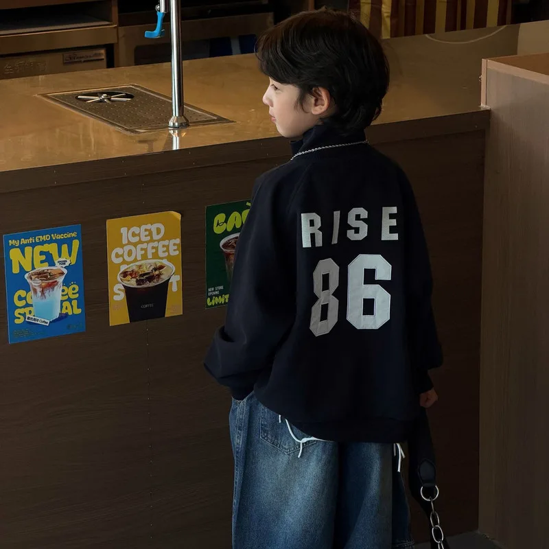 【KID】RISE86英字ロゴプリント長袖Tシャツ