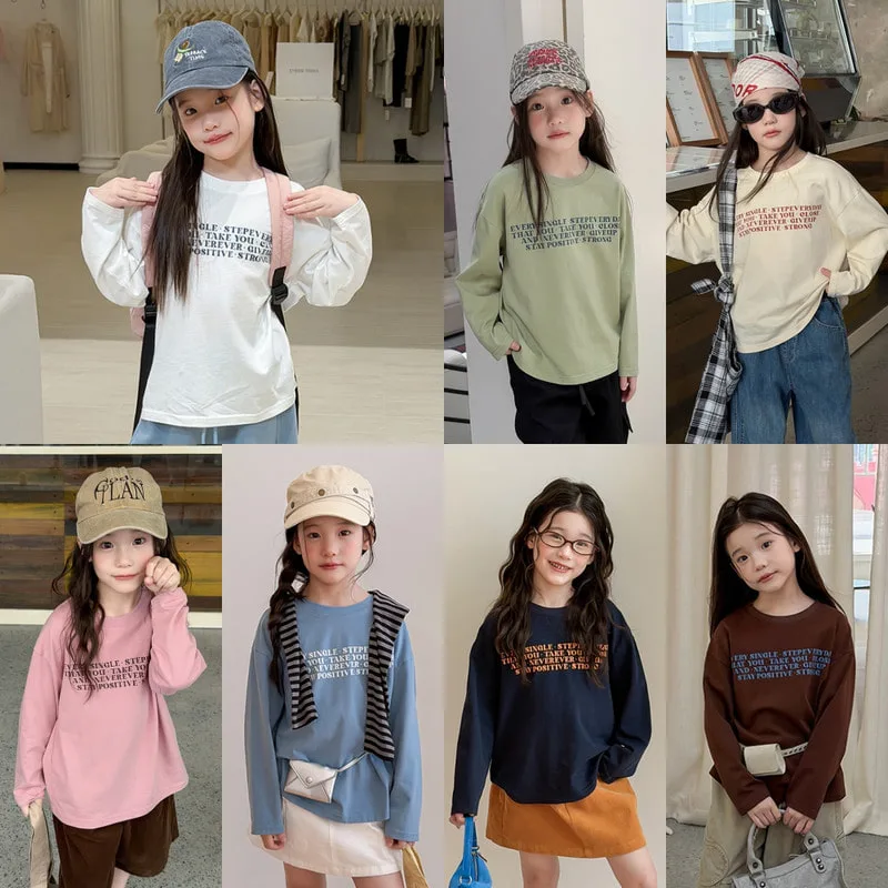 【KID】英字プリントカジュアル長袖Tシャツ