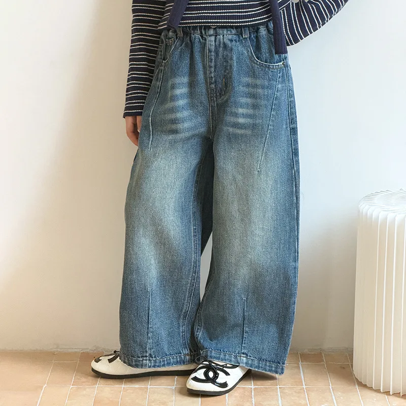 【KID】ヴィンテージウォッシュデニムストレートパンツ