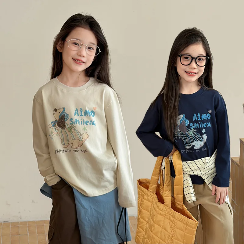 【KID】AIMOスマイル英字プリント長袖Tシャツ
