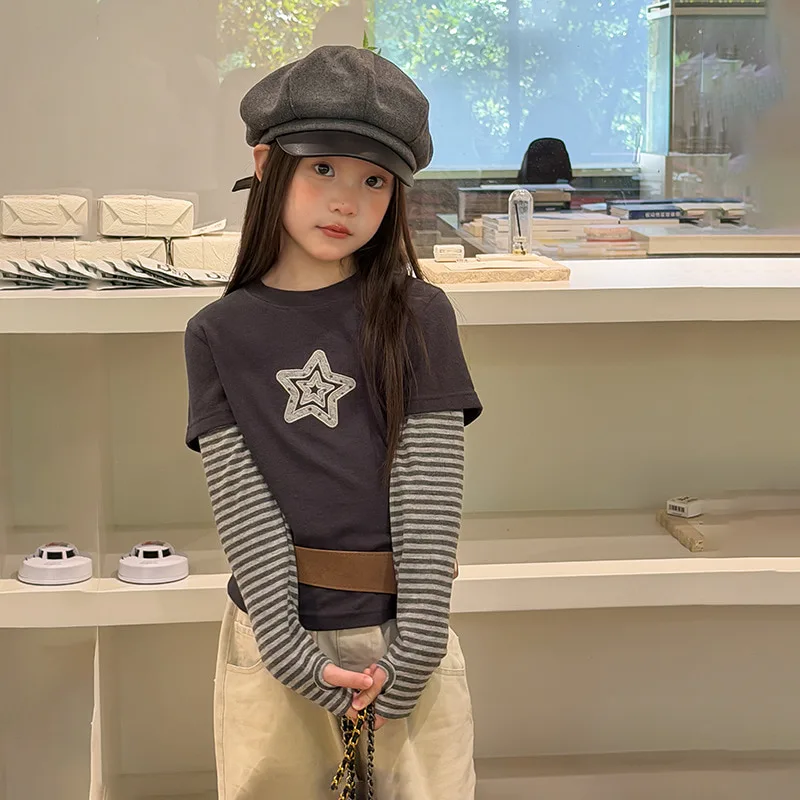 【KID】ダブルスター重ね着風長袖Tシャツ