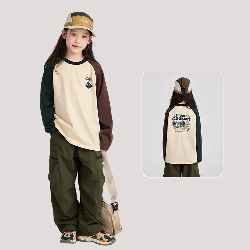 【KID】クッキングキャンプ配色ラグラン長袖Tシャツ