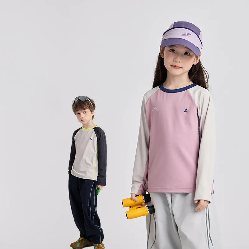 【KID】配色ラグランスポーツ長袖Tシャツ