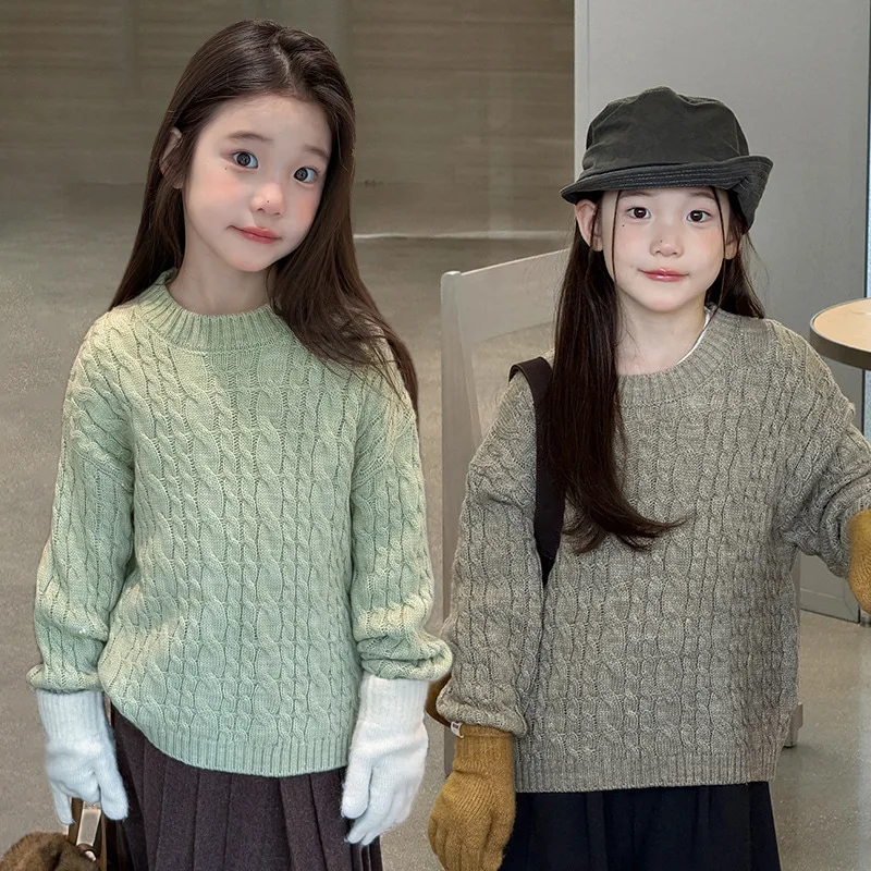 【KID】ケーブル編みクルーネックニットTシャツ