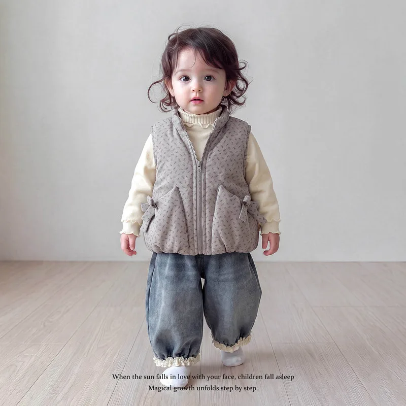 【BABY】小花柄サイドリボンデザインベスト