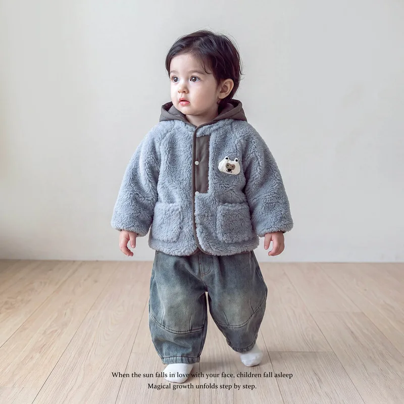 【BABY】くまワンポイントフリースジャケット