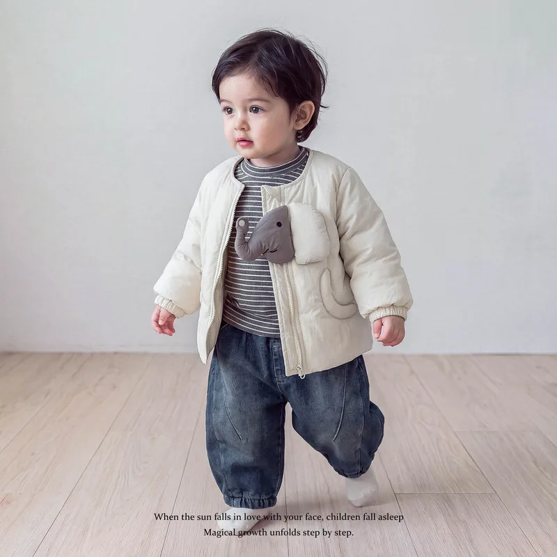 【BABY】アイボリー象モチーフキルティングジャケット