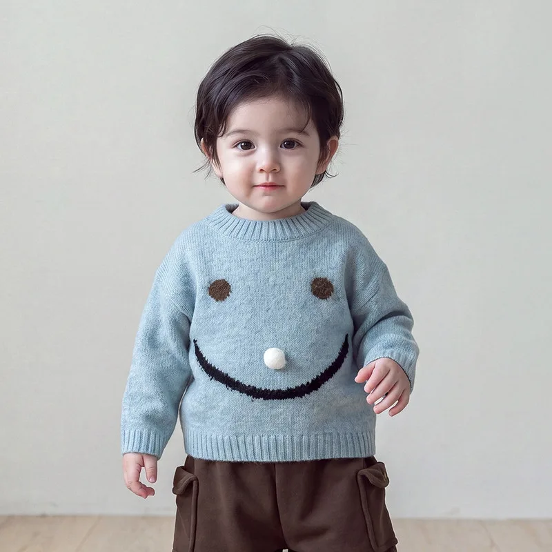 【BABY】スノースマイル長袖ニットトップス