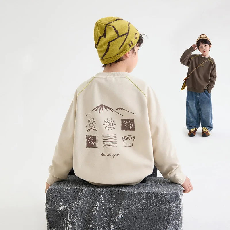 【KID】山モチーフイラストクルーネックスウェット