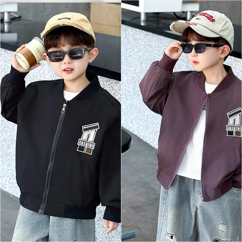 【KID】英字デザインスタジャン風ジップジャケット