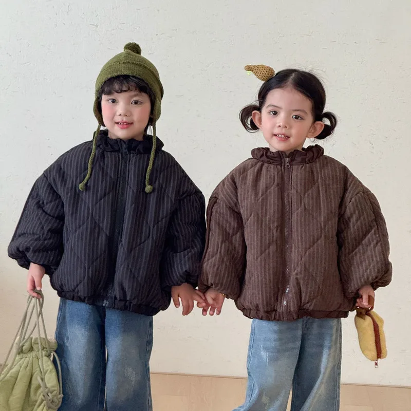 【KID】ストライプ柄裏起毛キルティングジャケット