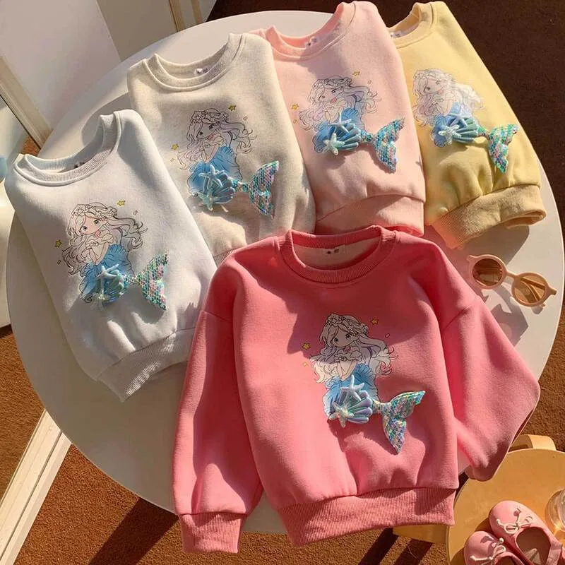 【KID】マーメイド立体プリント長袖Tシャツ