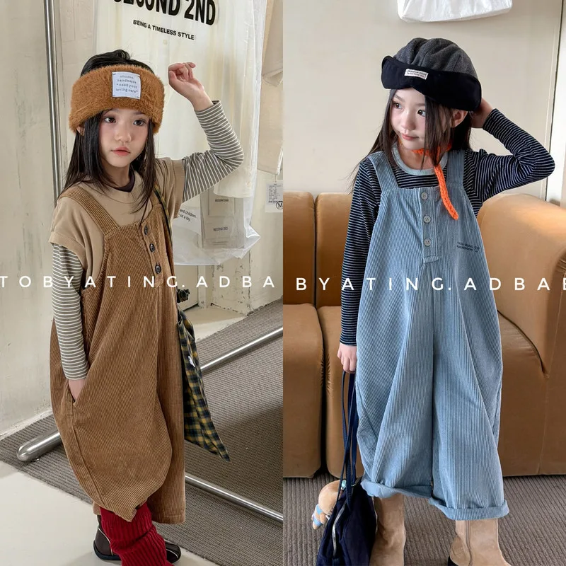 【KID】コーデュロイサロペットロングパンツ