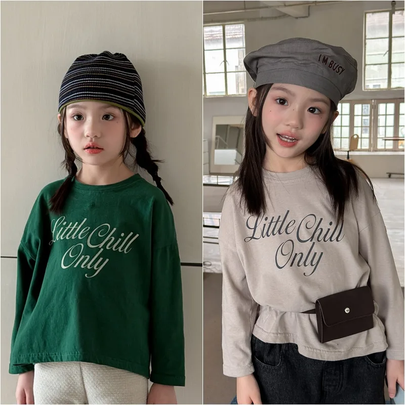 【KID】英字ロゴプリント長袖Tシャツ