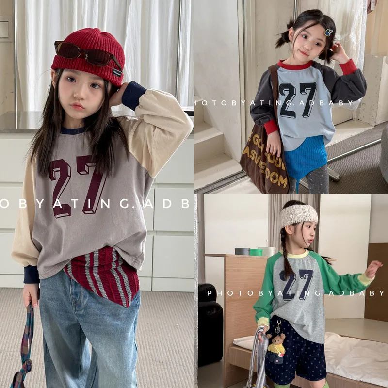 【KID】27ロゴ配色切替キッズ長袖Tシャツ