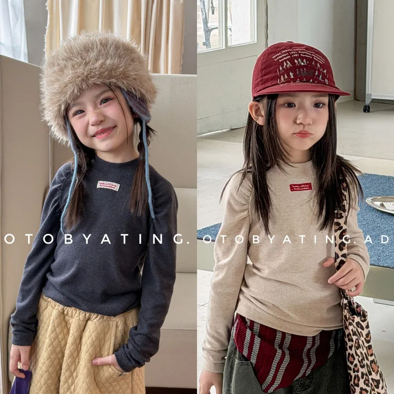 【KID】英字ロゴクルーネック長袖Tシャツ