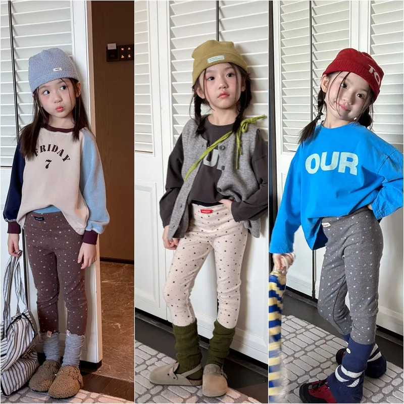 【KID】スター柄ハイウエストキッズレギンス