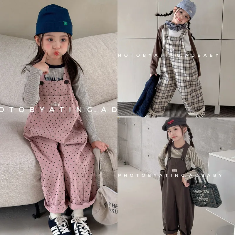 【KID】ドットチェックサロペットパンツ